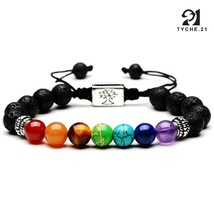 7 Chakra Healing Tree of Life Adjustable Lava Beaded Bracelet 8mm Men Women - £9.48 GBP