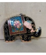 Vintage Asian Medium Gold Enamel Cloisonné Lucky Elephant Pendant Charm ... - $18.81