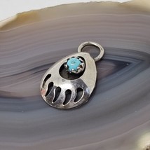 925 Sterling Silver -  Native American Bear Claw Charm Turquoise Stone - £18.40 GBP