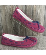 The Vermont Country Store Moccasin Slipper 8M Pink Magenta Suede Shearli... - £19.15 GBP