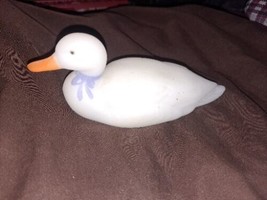 FENTON 5 INCH WHITE SATIN HAND PAINTED  DUCK FIGURINE SIGNED S Stephens - £51.28 GBP