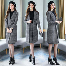 Korean Style Loose Temperament Long Coat Hip-wrapped Skirt Woolen Suit - £96.35 GBP