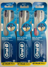 3 Pack- Oral B Crossaction Deep Reach Pink and Gray Toothbrushes SOFT - £13.47 GBP