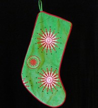 Christmas Stocking Holiday Soft Green Red Stones Lined Ornaments NEW - $13.54