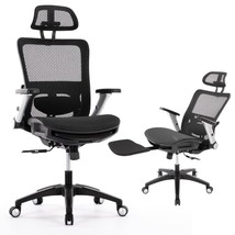 Ergonomic Mesh Office Chair With Footrest, High Back Computer Executive Desk Cha - £237.80 GBP