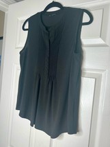 StoryBuk Black Pleated Button Up Sleeveless Tank Top Size Small  - £9.34 GBP