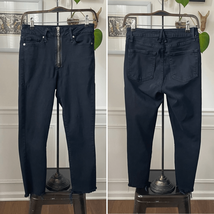 Good American Good Waist Exposed Zip Skinny Crop Jeans Raw Hem Black $18... - $68.40
