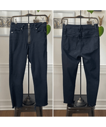 Good American Good Waist Exposed Zip Skinny Crop Jeans Raw Hem Black $18... - €58,70 EUR
