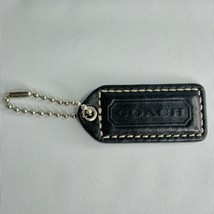 2″ COACH Black Leather Key Fob Bag Charm Keychain Hang Tag - Authentic - $9.90