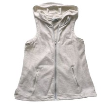 Athleta Blissful Full Zip Hooded Vest Womens Size M Cream Cotton Blend Cozy - £13.73 GBP