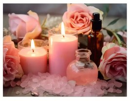 Pink Aromatherapy Candles Vibrant Canvas Print Framed 12&quot; x 16&quot; NEW! - £10.94 GBP
