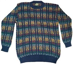 Alpakaandmore Mens 100% Baby Alpaca Wool Sweater Check Pattern Jumper (Large) - £147.71 GBP