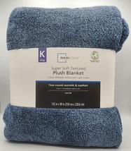 Mainstays Textured Plush Throw Bed Blanket Slate Blue Super Soft Fleece KING NEW - £16.71 GBP