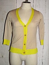 Womens Love By Design Thin Knit Button Up Cardigan Beige Yellow - $10.89