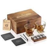 Mixology Whiskey Stones Gift Set with Two 10 oz Whiskey Glasses Extras - $37.79 CAD