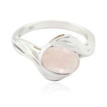 Anillo de plata esterlina 92.5 de cuarzo rosa Joyería natural para regalo... - £10.20 GBP