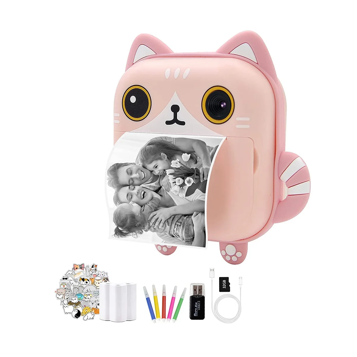 Instant Print Camera ,Zero Ink with Print Paper,Selfie Video Digital Camera with - £56.53 GBP