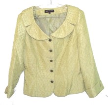 Jones NY Light Green Textured Jacket with Round Lapels Crystal Buttons S... - $35.99
