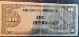 Japanese Government Banknote 10 Pesos, 1 peso  and 5 centavos from WWII - £6.23 GBP