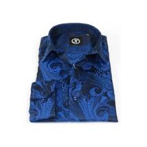 Men's Silky Paisley Floral Shirt By JT Milano AVM Slim Fit 6002-34 Royal Blue image 3