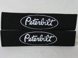 2 pieces (1 PAIR) Peterbilt Embroidery Seat Belt Cover Pads (White on Bl... - €15,43 EUR