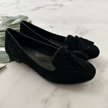 Born Womens Tassel Trim Loafer Flats Size 6 Black Suede Leather Academia - $36.62