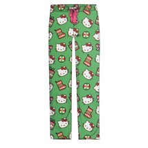 Hello Kitty Ladies Sleep Pants Small Green Christmas Print Womens Pajama - £11.59 GBP