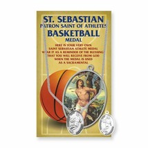 St. Sebastian Women&#39;s Basketball Medal Necklace, Plus Two Free Holy Cards - £11.76 GBP