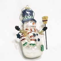 Snowman Holding Broom Ornament Old World Glass by Peschka 5 1/2&quot;  Christmas Star - £23.01 GBP
