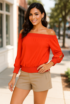 Thalia Sodi Smocked Split-Sleeve Top - $375.42 MXN