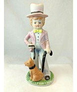 Vintage Lego Porcelain Figurine Boy with Dog Child in Top Hat Cane - £6.71 GBP