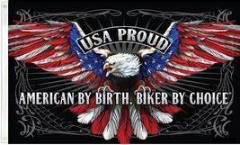 3X5 Usa Proud American By Birth Bike By Choice Patriotic Flag Banner 100D - £11.00 GBP