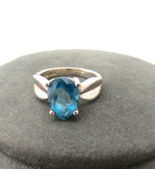 OTC Ring Sterling Silver Blue Pear Shaped Stone 12mm Size 7 Wide Band 5.... - $39.25 CAD
