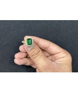 3.40 Ct Emerald Cut Natural Emerald &amp; Diamond Anniversary Ring Yellow Go... - $158.40
