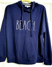 Rae Dunn BEACH Dropped Shoulder Navy Blue Soft Hoodie Sweatshirt Size SM... - $28.99