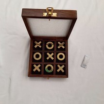 Handmade Tic Tac Toe Glass top in Sheesham Wood Coin &amp;Wood Brass Decorative Game - $59.53