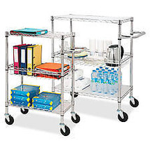 Lorell LLR84859 3-Tier Wire Rolling Cart- 16 in. x 26 in. x 40 in.- Chrome - $132.24