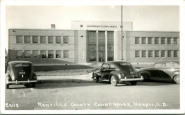 RPPC Renville County Courthouse Mohall, ND Street View W Cars  UNP Postcard - £8.48 GBP