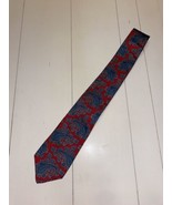 417 Van Heusen Tie Silk Red Blue Grey Paisley USA 100% Italian Silk VTG - $9.77 CAD