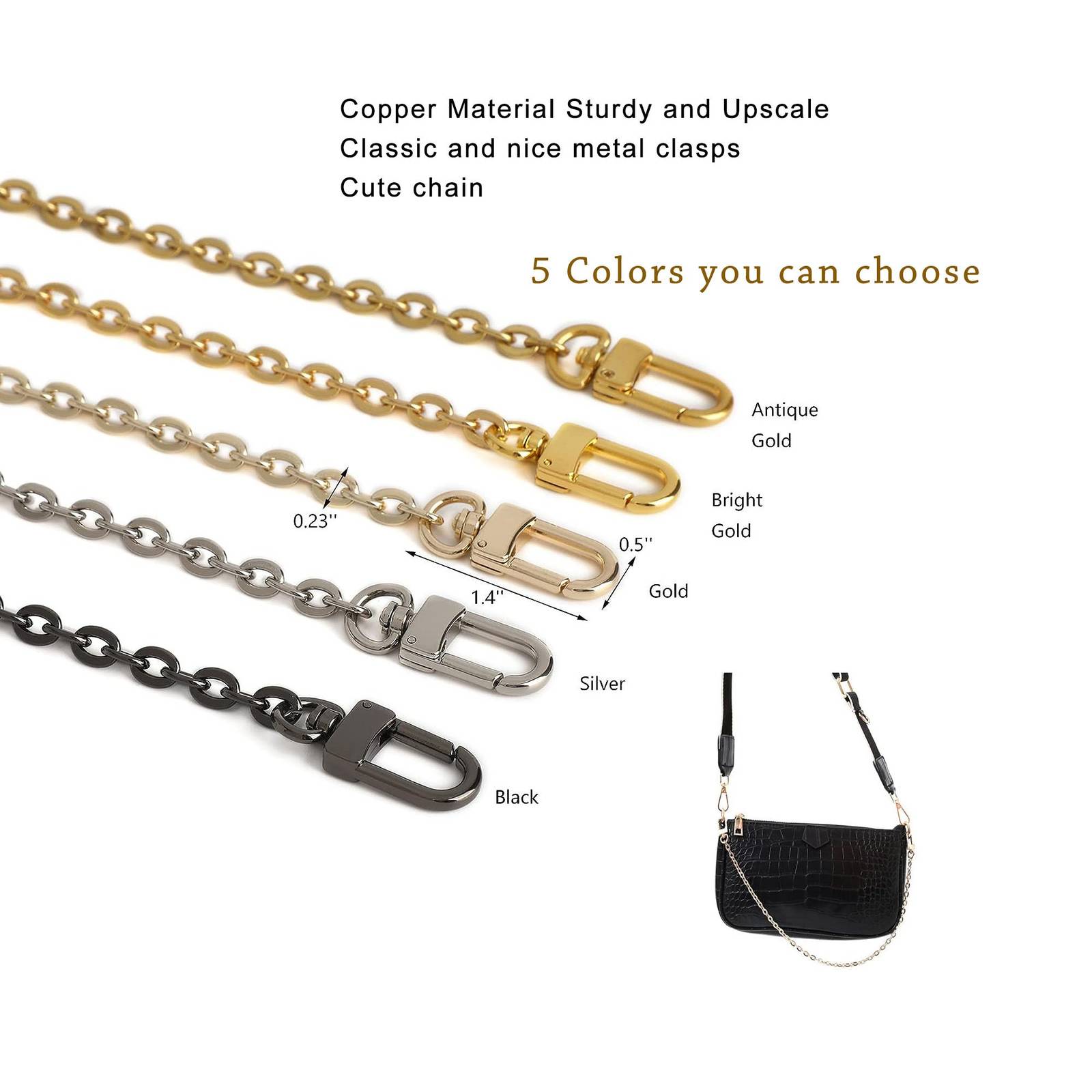 Mini Copper Purse Chain Shoulder Crossbody Strap Bag Accessories Charm Decoratio