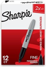 Black, Fine Point, 12 Count, Sharpie Super Permanent Markers. - £23.57 GBP