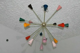 Mid Century Lights 16 Arm Decorative Light Multi color Sputnik Brass Cha... - $419.00