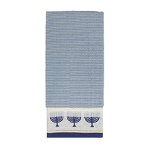 NEW Hanukkah Gold Glitter Menorah Hand Towel blue 16 x 25 in. Festival of Lights - £6.20 GBP