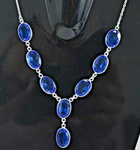 925 Argent Sterling Bleu Gemme Topaze Fait à la Main Collier Cadeau BNS-0011 - £40.87 GBP