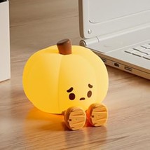 Cute Pumpkin Night Light For Kids Rechargeable Led Baby Nursery Lamp With Touch  - £27.25 GBP