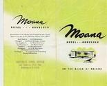 Moana Hotel Brochure 1952 Pre Statehood Waikiki Beach Honolulu Hawaii Ma... - £68.50 GBP