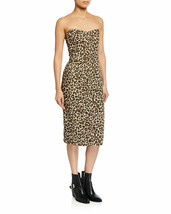 Veronica Beard Liza Dress in Leopard Strapless Cotton Denim $395, Sz 0, Nwt! - £110.78 GBP