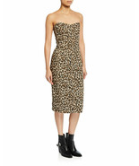 Veronica Beard Liza Dress in Leopard Strapless Cotton Denim $395, Sz 0, ... - £104.98 GBP