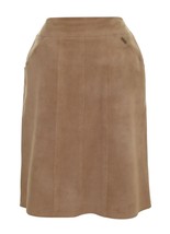 CHANEL Skirt Dress Suede Leather Beige Antiqued Gold HW Sz 38 - $285.00