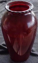 Beautiful Red Pressed Glass Flower Vase - Escalloped Rim - VGC - PRETTY COLOR - £23.72 GBP